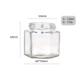 hot sale 4oz 120ml hexagon glass honey storage jar with metal screw cap